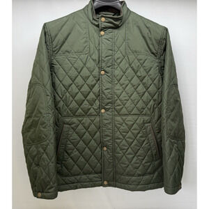 Orvis Route 7 Dark Green Diamond Quilted Jacket Chore Coat Men's Large Snap Up
